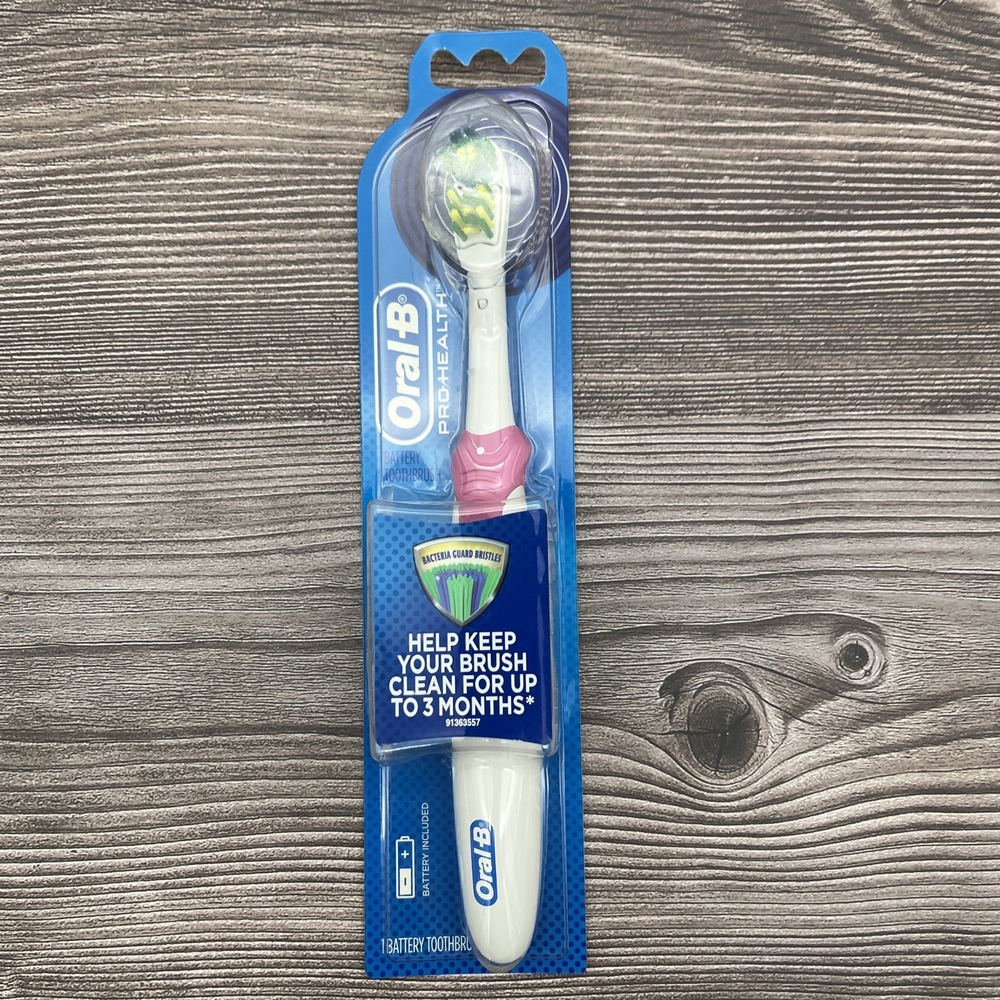 Oral B Pro Health Battery Powered Toothbrush with Bacteria Guard Bristles 1 Pink